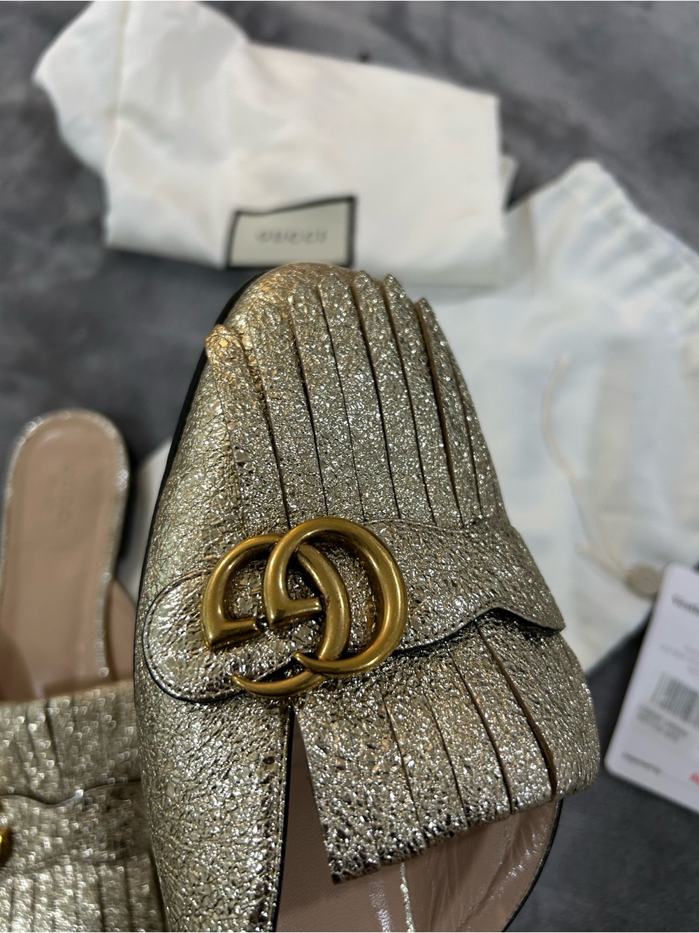 Gucci Marmont metallic Fringe mules Size 40 - Picture 3 of 7